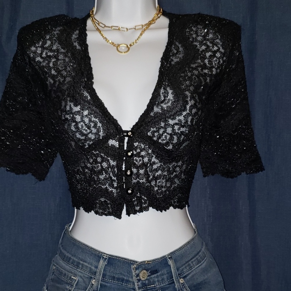 Shimmer Black Lace Crop